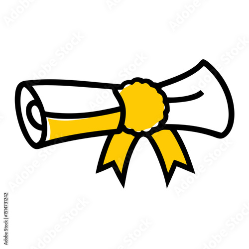 Diploma with ribbon color icon on transparent background for web and graphic design