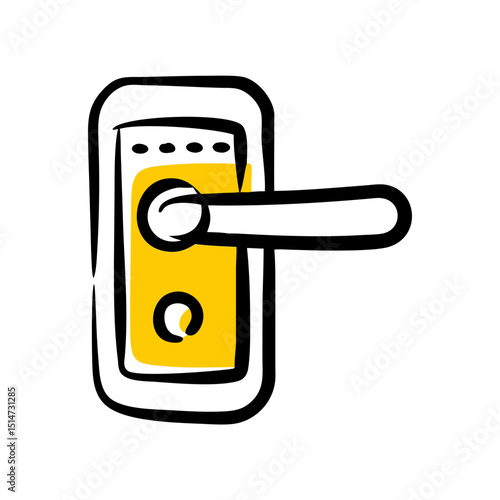 Door lock color icon on transparent background for web and graphic design