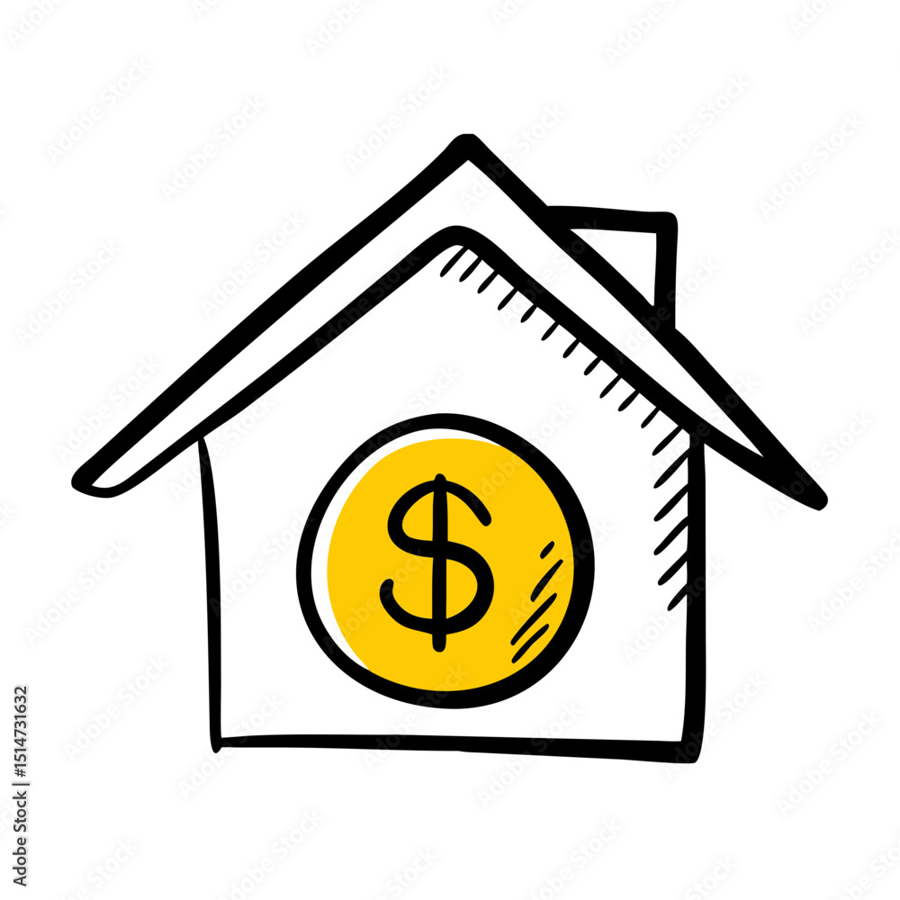 House with coin color icon on transparent background for web and graphic design House with coin color icon on transparent background for web and graphic design