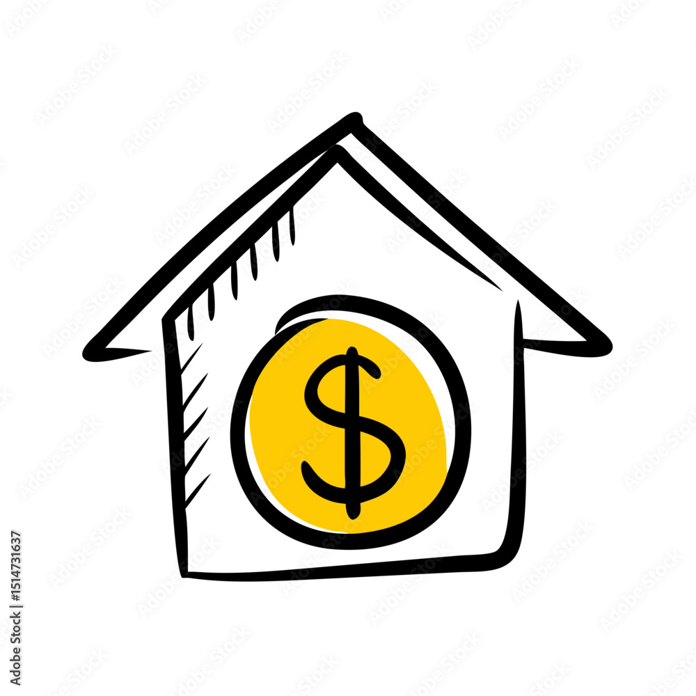 House with dollar symbol color icon on transparent background for web and graphic design House with dollar symbol color icon on transparent background for web and graphic design