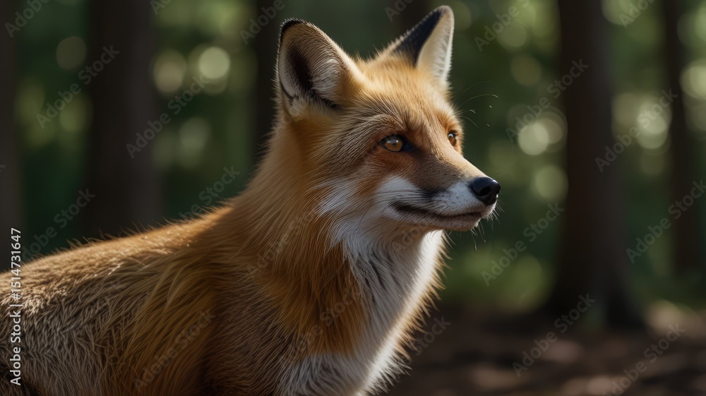 Fototapeta premium Red Fox in Forest Close-Up