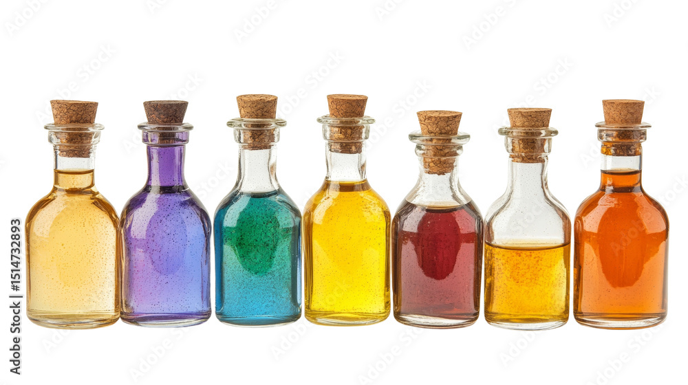 A set of ayurvedic oils for massage therapy in glass bottles,Transparent background, PNG file A set of ayurvedic oils for massage therapy in glass bottles,Transparent background, PNG file