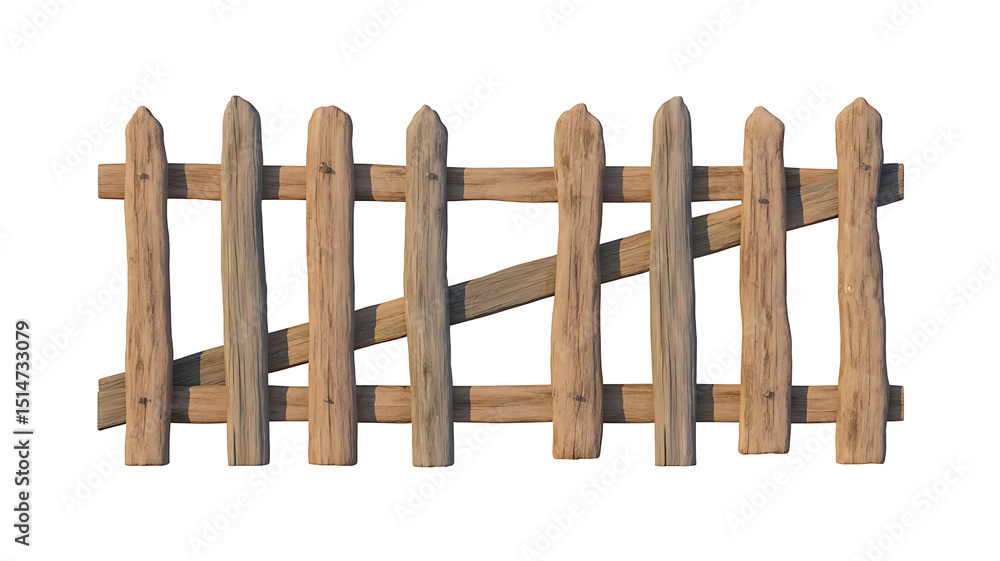 Obraz premium Wooden fence isolated on transparent background. Cut out