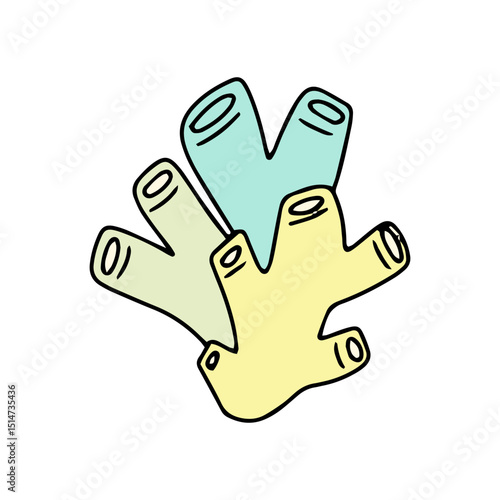 cartoon coral reef isolated on white background. Abstract Seaweed Shape Aesthetic Element Vector Illustration