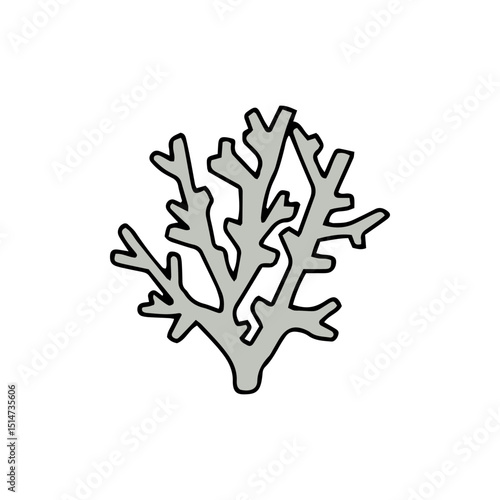 cartoon coral reef isolated on white background. Abstract Seaweed Shape Aesthetic Element Vector Illustration
