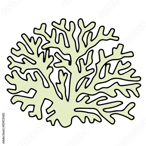 cartoon coral reef isolated on white background. Abstract Seaweed Shape Aesthetic Element Vector Illustration