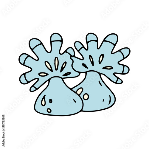 cartoon coral reef isolated on white background. Abstract Seaweed Shape Aesthetic Element Vector Illustration