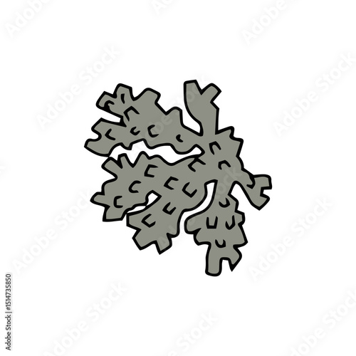 cartoon coral reef isolated on white background. Abstract Seaweed Shape Aesthetic Element Vector Illustration