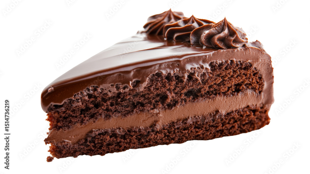 A slice of chocolate cake with rich ganache, Transparent background, PNG file A slice of chocolate cake with rich ganache, Transparent background, PNG file