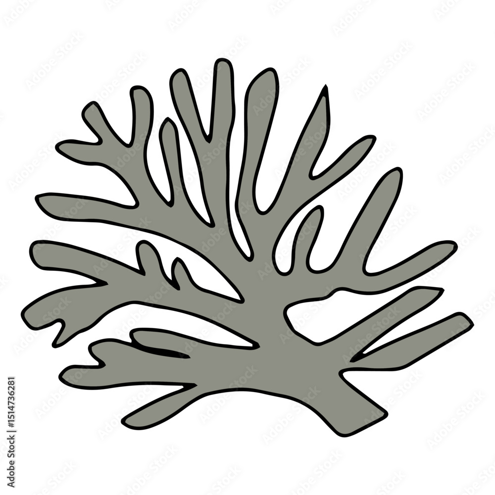 cartoon coral reef isolated on white background. Abstract Seaweed Shape Aesthetic Element Vector Illustration cartoon coral reef isolated on white background. Abstract Seaweed Shape Aesthetic Element Vector Illustration
