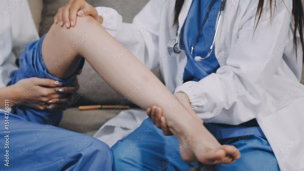 Physical therapy is doing leg therapy for patients in the hospital Physical therapy is doing leg therapy for patients in the hospital