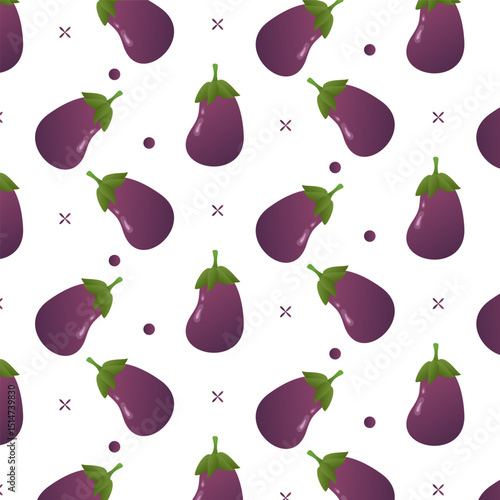 cute Eggplant vagetable seamless pattern