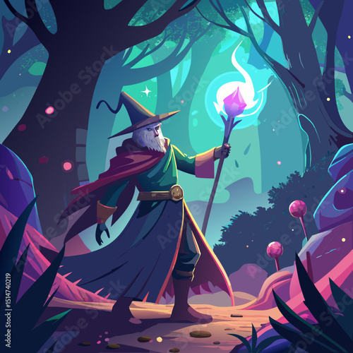 wizard with magic wand