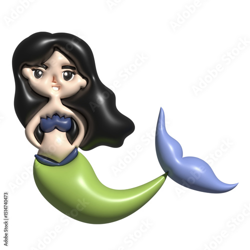 Kawaii 3d mermaid is beautiful element design character