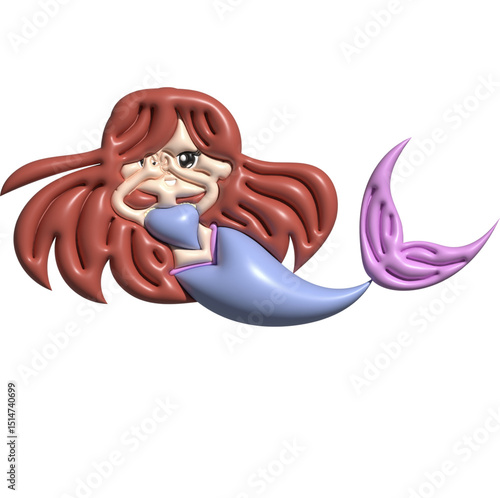 Kawaii 3d mermaid is beautiful element design character