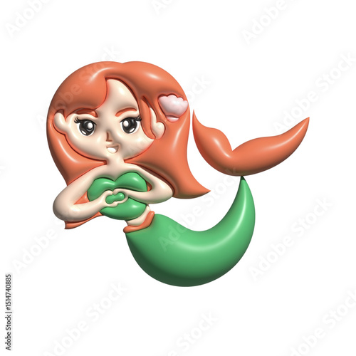 Kawaii 3d mermaid is beautiful element design character