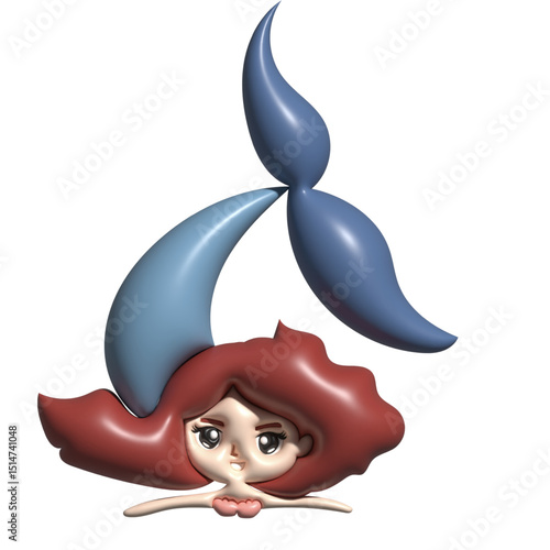 Kawaii 3d mermaid is beautiful element design character