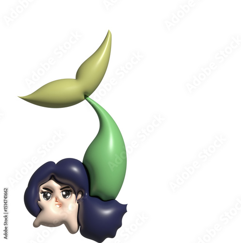 Kawaii 3d mermaid is beautiful element design character