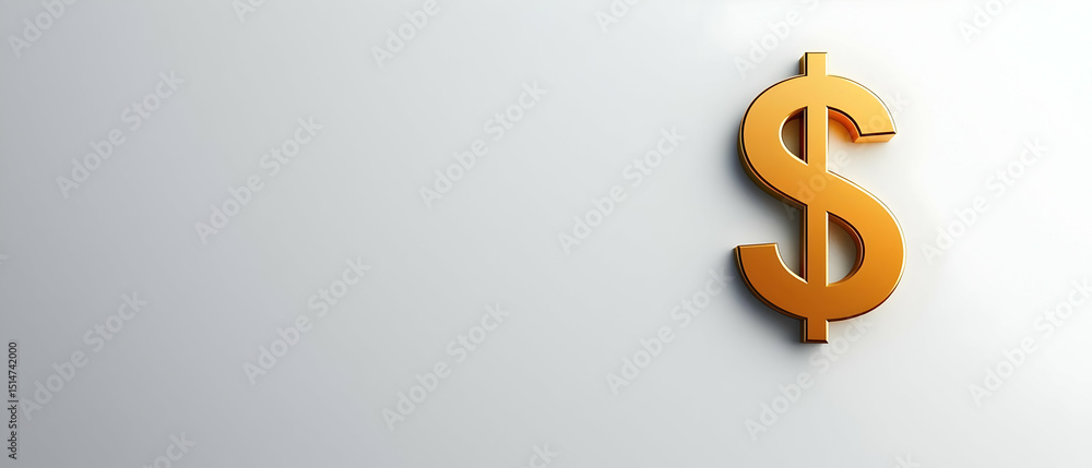 Obraz premium Gold Dollar Sign On White Background