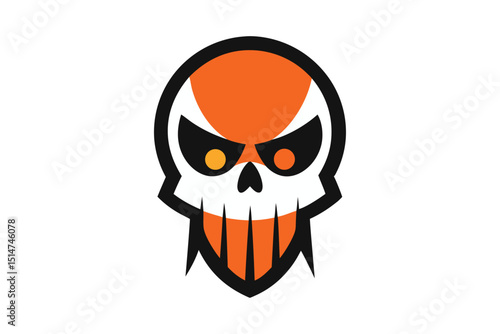 Skull Illustration for Halloween on White Background
