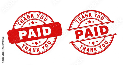 "PAID Thank You" Rubber Stamp Set in Red | Business Transaction Acknowledgment for Invoices, Receipts and Accounting