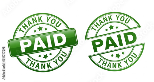 Paid Stamp Seal with Thank You Message | Green Rubber Stamp for Invoices, Receipts and Business Transactions