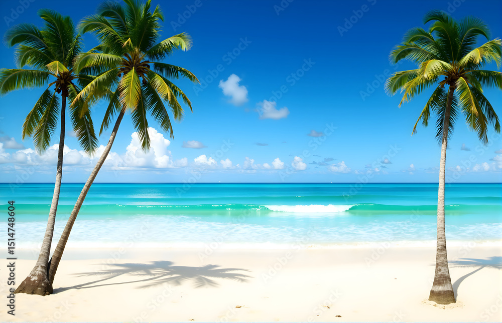 Obraz premium Beautiful Tropical Beach with Coconut Trees
