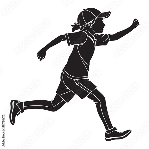 Kid runner silhouette vector illustration design on white background.