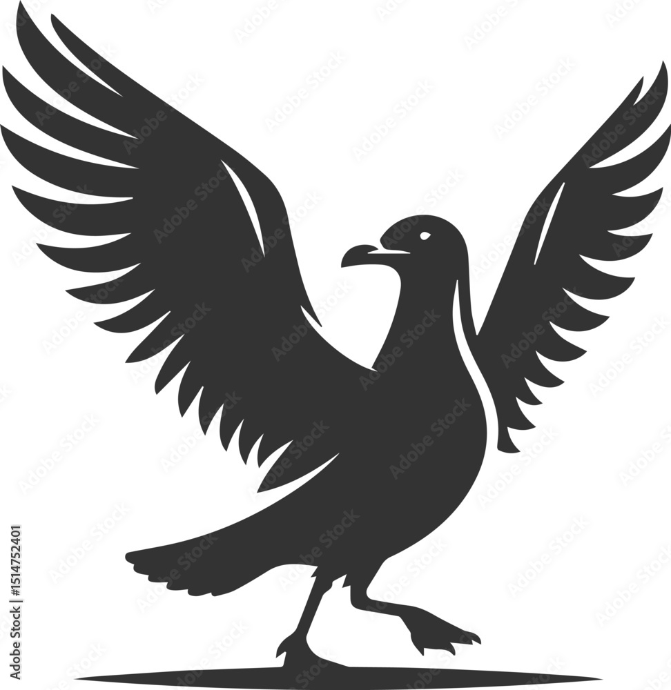 Fototapeta premium Vector drawing silhouette of a seagull bird artwork black