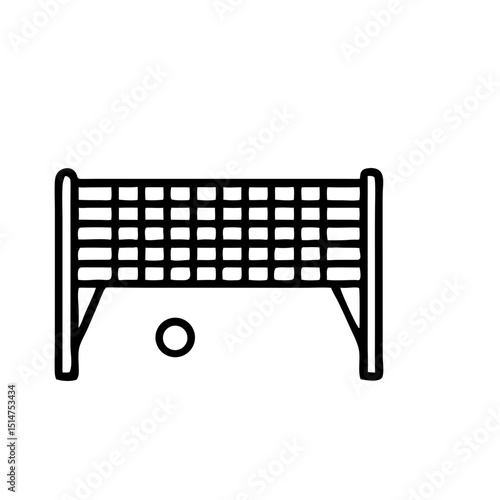 Tennis net with a ball in a minimalist line art style  