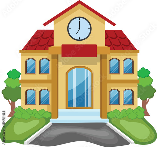 school building cartoon campus vector
