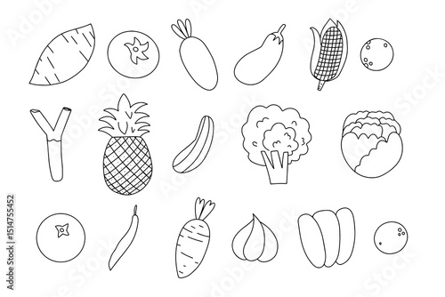 Set of handrawn vegetable stock element collection design
