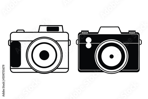Camera Silhouette Vector Illustration Photography Equipment Icon Design