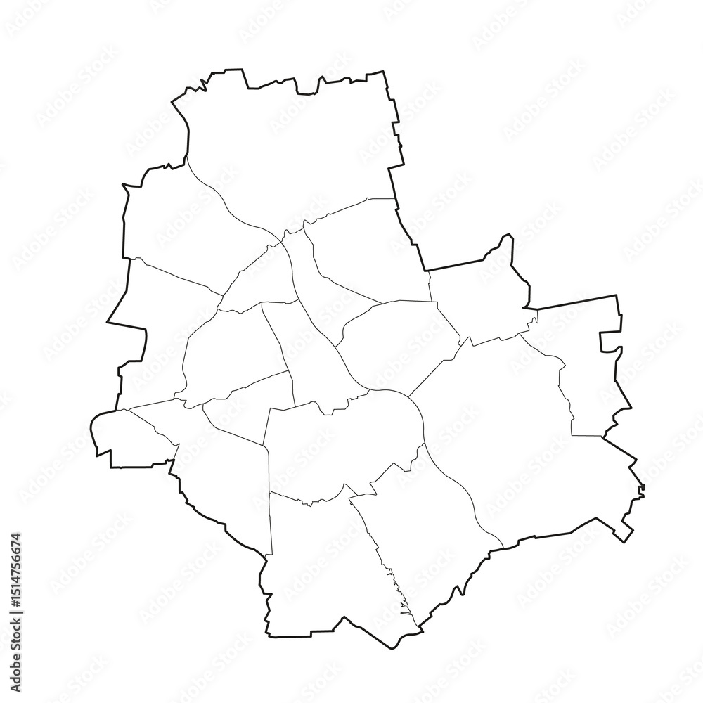 Fototapeta Warsaw map with city districts