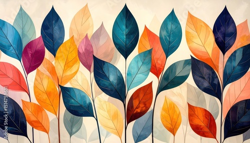 Wallpaper Mural Artistic Watercolor Floral Arrangement with Gradient Colored Foliage Design Torontodigital.ca