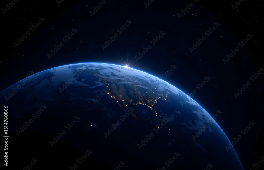 Fototapeta premium Night view of Earth from space