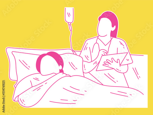 A doctor who is monitoring the condition of a patient. Vector design