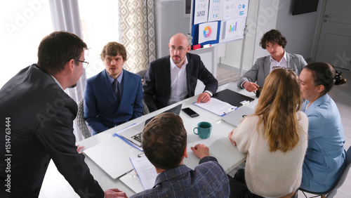 The concept of discussing the terms of cooperation and business development of the company. Young professionals