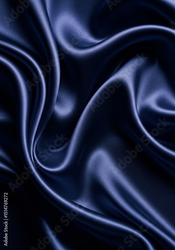 Blue Silk Satin Background Texture Fabric Luxury Smooth Wave