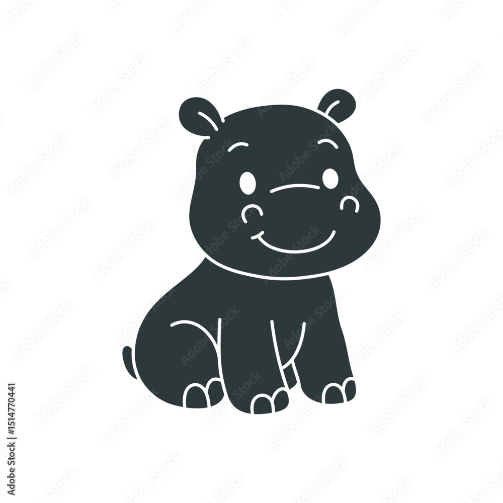 Naklejka premium Cute cartoon hippopotamus coloring book illustration vector design templates simple and modern