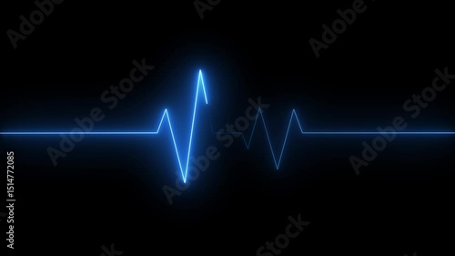glowing neon heart beat icon animation on black background.