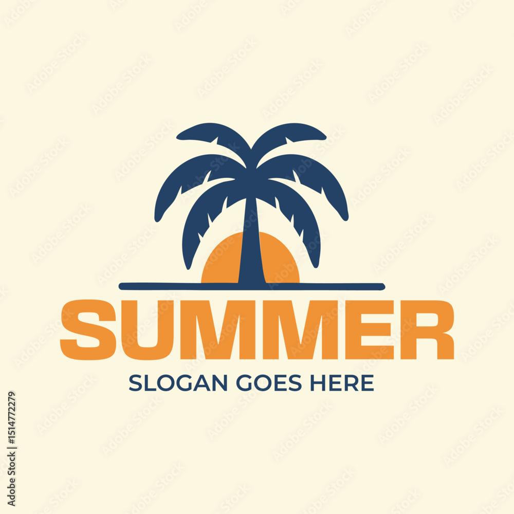 Naklejka premium Palm Tree Summer Emblem