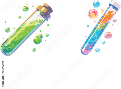 Colorful chemical reaction experiment laboratory digital art scientific environment aesthetic viewpoint