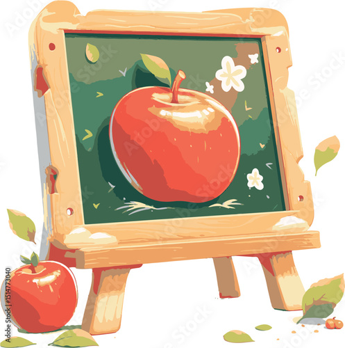 Artistic presentation of a fresh red apple studio setting digital illustration creative environment close-up view visual concept