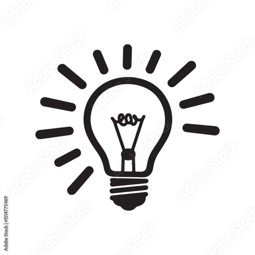 Light bulb clipart vector art and illustration  Silhouette white background.