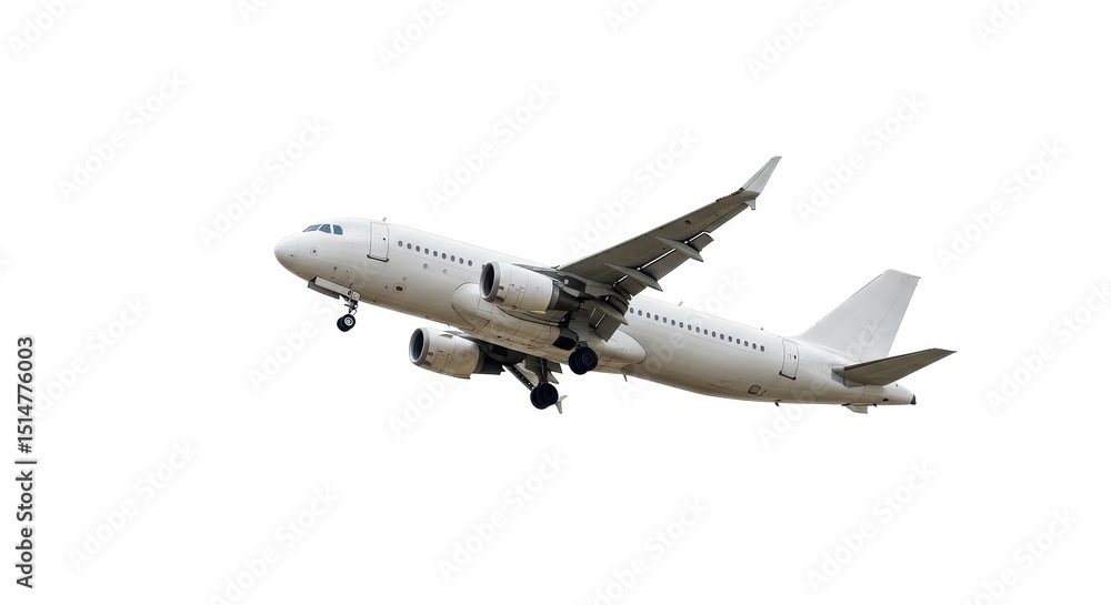 Obraz premium Isolated White Airplane Taking Flight In The Sky For Air Travel