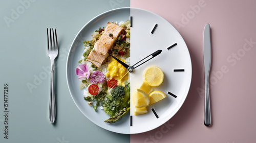 Intermittent fasting concept with food clock
