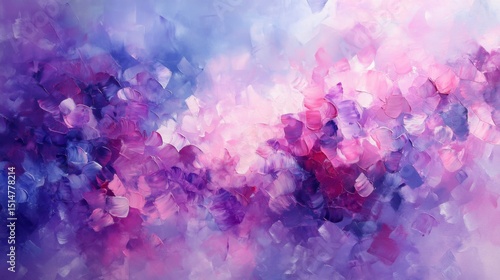 Abstract Floral Painting in Pink Purple and Blue Hues