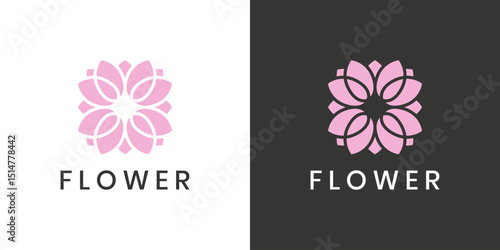 Modern minimalist flower logo with geometric petal design