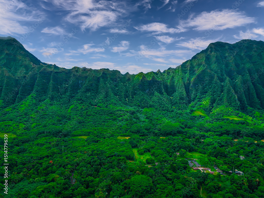Aerial panoramic views of Waikiki & Mountains Honolulu Hawaii Aerial panoramic views of Waikiki & Mountains Honolulu Hawaii